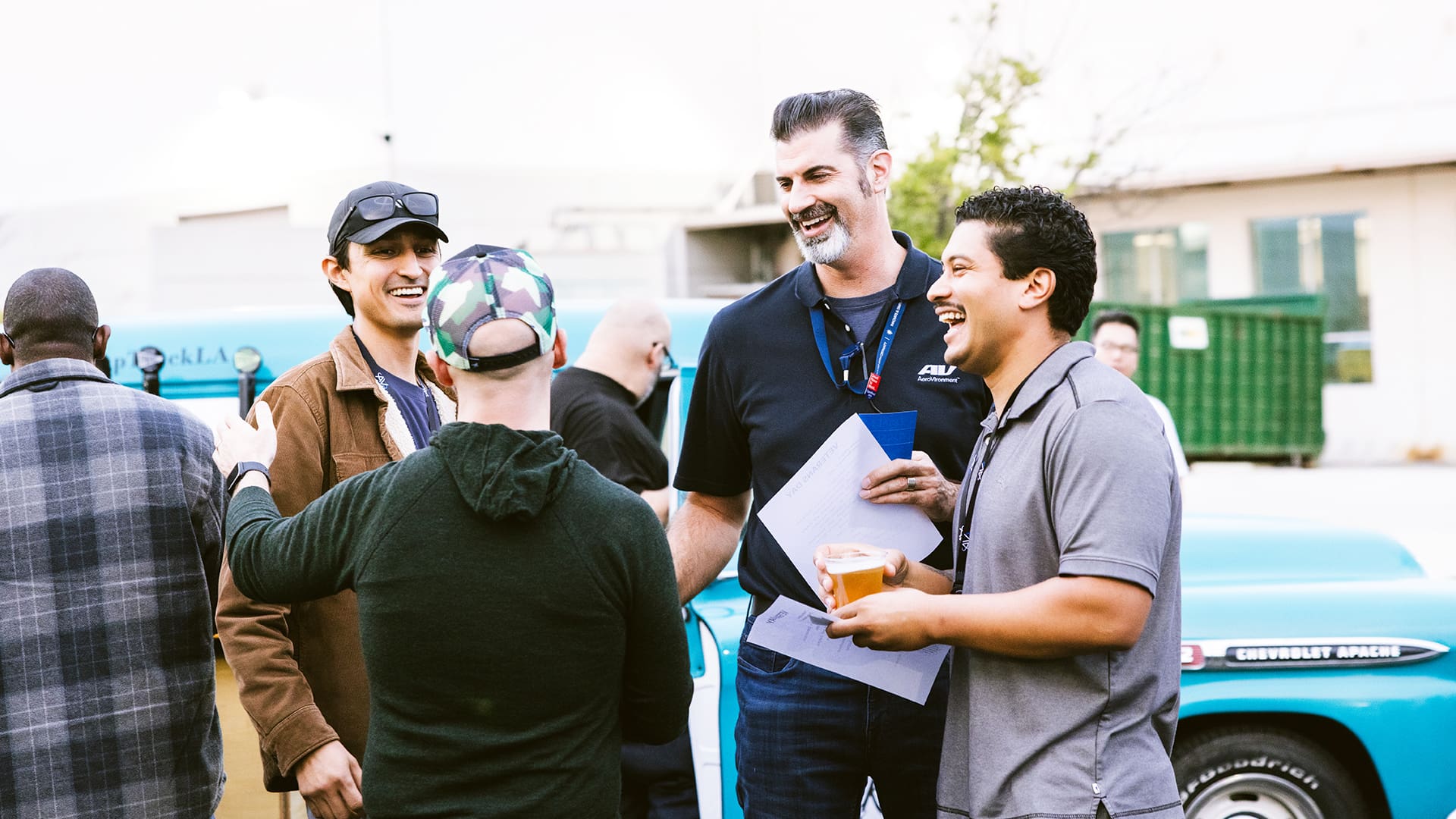 Employees interacting